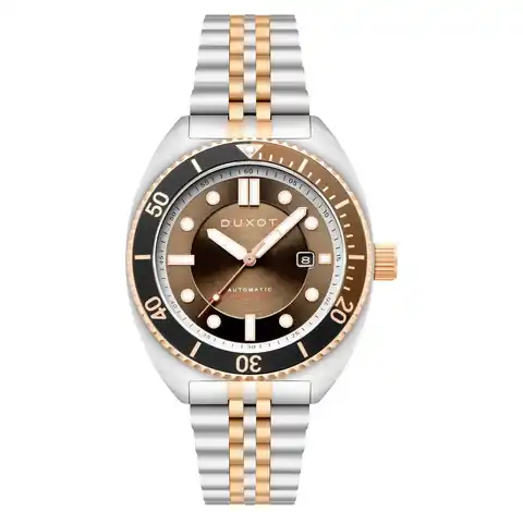 Duxot Tortuga Automatic Two-Tone Dive Watch with Brown Dial #DX-2026-55