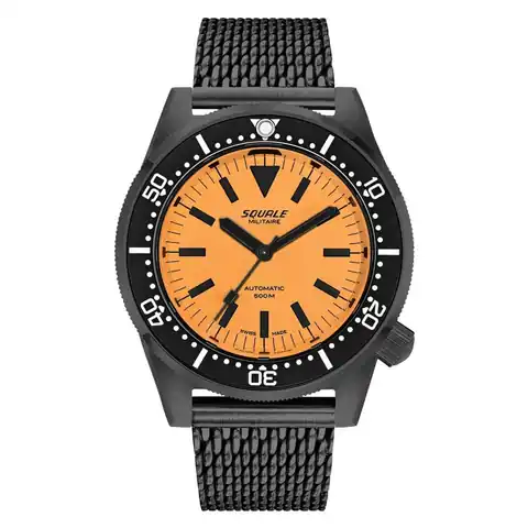 Squale 50 Atmos Dive watch with DLC Black Case and Orange Superluminova Dial #1521DLCFOR.MEPVD20