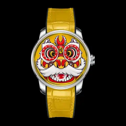 Lucky Harvey International Fun Series Yellow Lion Dance Automatic Watch