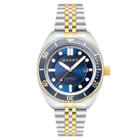 Duxot Tortuga Automatic Two-Tone Dive Watch with Blue Dial #DX-2026-44