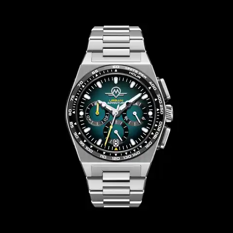 Monro Adventure Monro Urban Adventure MUA-C3, Mechaquartz Chronograph, 40mm Stainless Steel, Green Dial