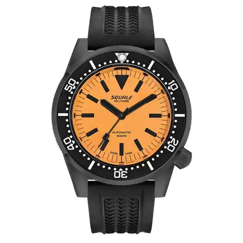 Squale 50 Atmos Dive watch with DLC Black Case and Orange Superluminova Dial #1521DLCFOR.VO