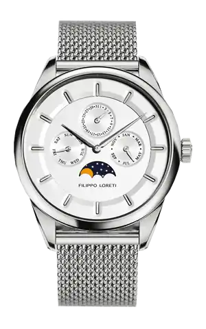 Filippo Loreti Watches Venice Moonphase Silver Mesh