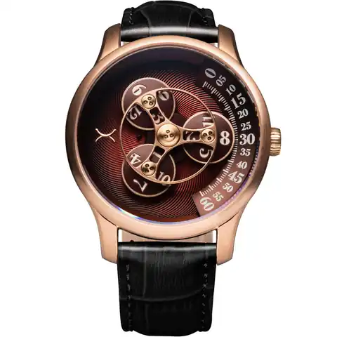 Xeric Watches Triptych Automatic Wandering Hour Rose Gold Wine