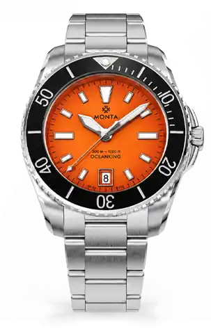 Monta Monta Oceanking, 60-Minute Bezel, With Date, Orange Dial, Ceramic Bezel