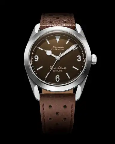 Nivada Grenchen Super Antarctic 3.6.9 Brown NO Vintage Effect - White Luminous - 38mm