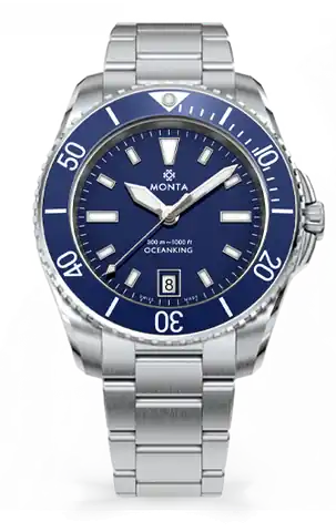 Monta Monta Oceanking, 60-Minute Bezel, With Date, Blue Dial, Aluminum Bezel