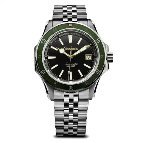 Geckota Sea-Hunter Dive Watch With Jade Green Bezel