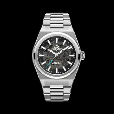 Monro Adventure Monro Urban Adventure MUA-S1, Automatic Skeleton, 40mm Stainless Steel, Black Dial