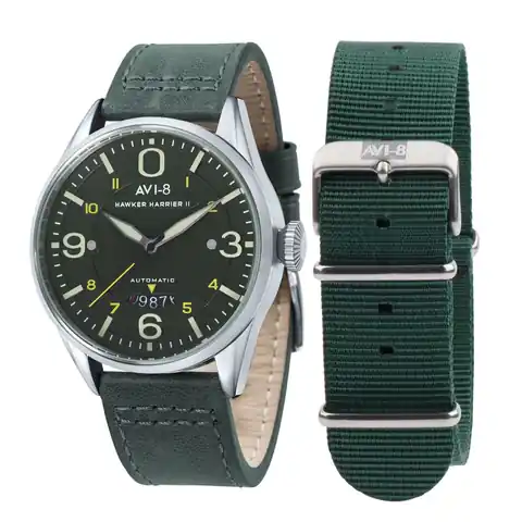 AVI-8 Timepieces HAWKER HARRIER Turbofan Automatic · Moss Green · AV-4040-08