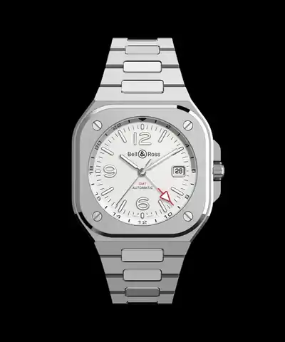 Bell & Ross BR-05 GMT White · BR05G-SI-ST/SST