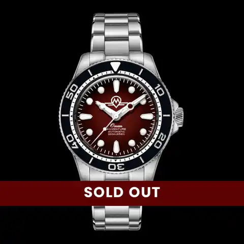Monro Adventure Monro Ocean Adventure MOA-4 Atlantic RED, Automatic Dive Watch, 41mm Stainless Steel, Red Dial