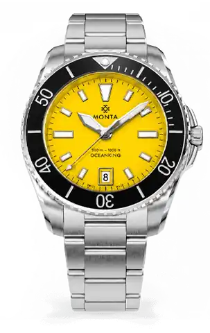 Monta Monta Oceanking, 60-Minute Bezel, With Date, Yellow Dial, Ceramic Bezel