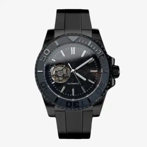 Monomods Custom Seikosub Edition Obsidian Black-OUT Open Heart MOD