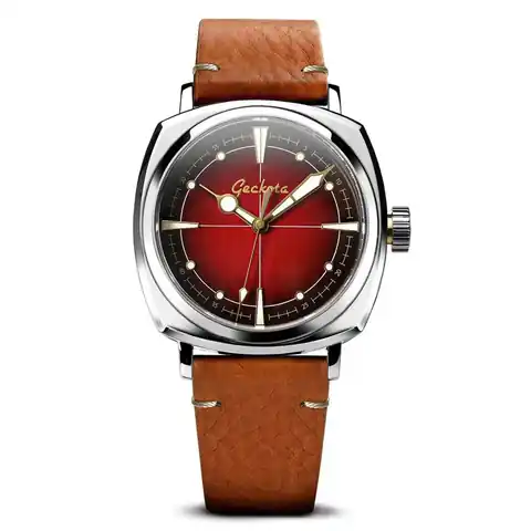 Geckota Pioneer Automatic Watch Brushed Red Dial · EOR-147-E-VS-GL265