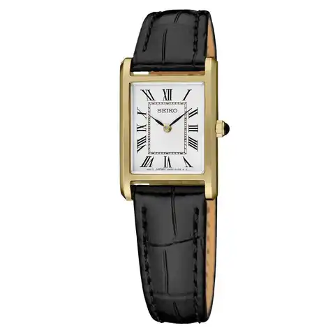 Seiko Lady's Classic Goldtone Thin Quartz Dress Watch with Sapphire Crystal #SWR108