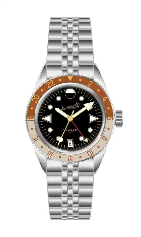Imperial Watch Co. Oceanguard GMT - Jet Black W/ Rootbeer Bezel