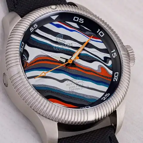 Ocean Crawler Watch Co. Ocean Crawler Champion Diver - Fordite - Unique Piece - Racing Dreams