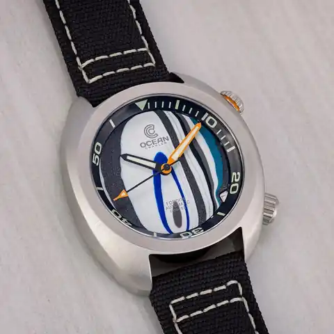 Ocean Crawler Watch Co. Ocean Crawler Great Lakes Diver - Fordite - Unique Piece - Azure Asphalt Sprinter