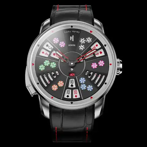 Lucky Harvey International Casino Series Silver Three Card Poker Automatic Watch