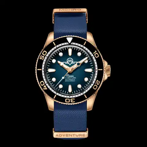 Monro Adventure Monro Ocean Adventure MOA-BR1 Atlantic Bronze, Automatic Dive Watch, 41mm Bronze Case, Blue Dial